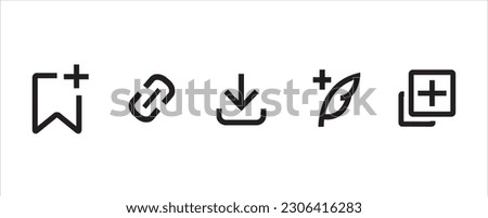 Simple Set of share menu icons and  Vector icon graphic design. Marking icon,copy link, save or download, post new photos, copy photo icond