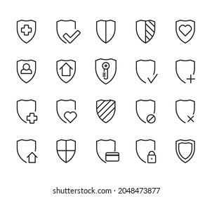 Simple Set of Shield.  Vector Line Icons Related Protect 