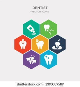 simple set of shiny tooth, tooth cleaning, tooth extraction, filling icons, contains such as icons with metallic root, toothache, toothpaste tube and more. 64x64 pixel perfect. infographics vector