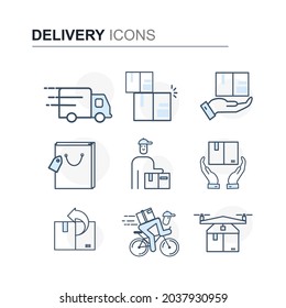 Simple Set of Shipping Related Vector Line Icons. Contains such Icons as Courier, Package Protection, Return and more. Editable Stroke. LOGISTICS and DELIVERY vector line.