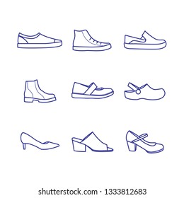 Simple set of shoes related line icons