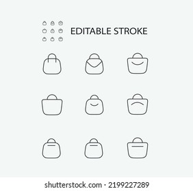 Einfache Set von Shop-bezogenen Vektorgrafiken. Enthält solche Symbole Einkaufstaschen und mehr. Bearbeitbarer Stroke. 72x72 Pixel perfekt.