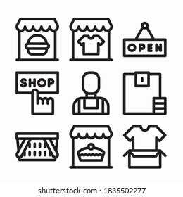 Simple Set Shop and stores Vector line Icons. Line with Editable stroke