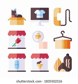 Simple Set Shop and Stores Vector Color Icons. Color with Editable stroke