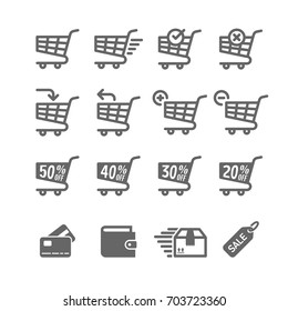 Simple Set Of Shopping Cart Line Icons.Contains Such Icons As Mobile Shop, Payment Options And More