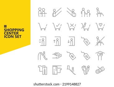 Simple set of shopping center icons. Outline icon set. Suitable for fashion article, shirt, signage, presentation, and visual guide.