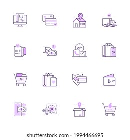 Simple Set of Shopping and E-commerce Color Vector Line Icons . Thin Line and Pixel Perfect Icons
