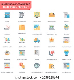 Simple Set Shopping and E-Commerce Flat Icons for Website and Mobile Apps. Contains such Icons as Delivery, Payment Method, Store, Commerce. 48x48 Pixel Perfect. Editable Stroke. Vector illustration.