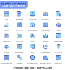 Simple Set Shopping and E-Commerce Flat Icons for Website and Mobile Apps. Contains such Icons as Delivery, Payment Method, Store, Commerce. 48x48 Pixel Perfect. Editable Stroke. Vector illustration.