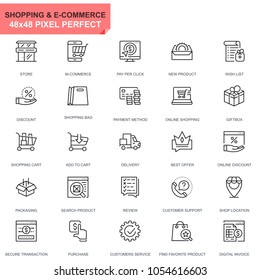 Simple Set Shopping and E-Commerce Line Icons for Website and Mobile Apps. Contains such Icons as Delivery, Payment Method, Store, Commerce. 48x48 Pixel Perfect. Editable Stroke. Vector illustration.