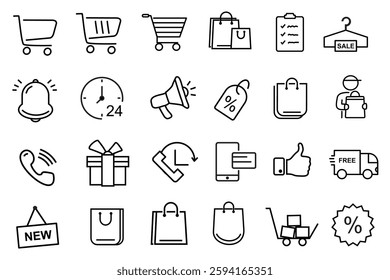 Simple Set of Shopping icons editable stroke 