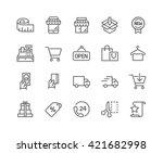 Simple Set of Shopping Related Vector Line Icons. 
Contains such Icons as Mobile Shop, Payment Options, Sizing Guide, Starred, Delivery and more. 
Editable Stroke. 48x48 Pixel Perfect. 