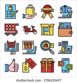 Simple Set of Shopping Related Vector Line Icons Color