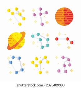 Simple Set Sky Map Vector Color Icons. Color with Editable stroke
