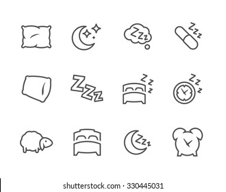 Simple Set of Sleep Related Vector Icons for Your Design.
