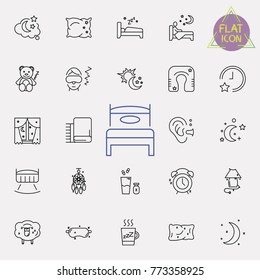 Simple Set of Sleep Related Vector Line Icons.