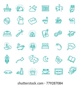 Simple Set of Sleep Related Vector Line Icons