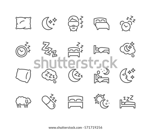 Simple Set of Sleep Related Vector Line\
Icons. \
Contains such Icons as Insomnia, Pillow, Sleeping Pills\
and more.\
Editable Stroke. 48x48 Pixel\
Perfect.