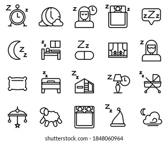 Simple set of sleeping icons on white background.