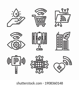Simple Set Smart City Vector line Icons. Line with Editable stroke
