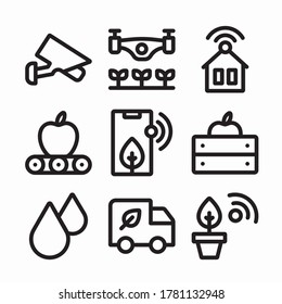 Simple Set Smart Farm Vector line Icons
