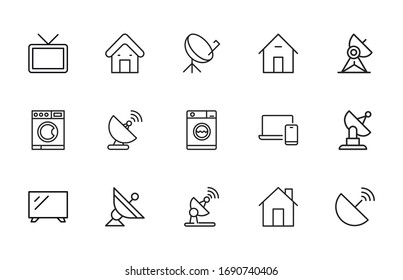 Simple set of smart home icons in trendy line style. Modern vector symbols, isolated on a white background. Linear pictogram pack. Line icons collection for web apps and mobile concept.