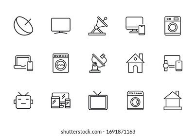 Simple set of smart home icons in trendy line style. Modern vector symbols, isolated on a white background. Linear pictogram pack. Line icons collection for web apps and mobile concept.