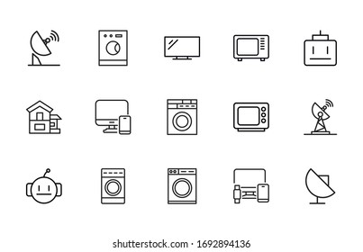 Simple set of smart home icons in trendy line style. Modern vector symbols, isolated on a white background. Linear pictogram pack. Line icons collection for web apps and mobile concept.