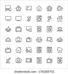 Conjunto simple de iconos de casa inteligentes con estilo de línea de moda. Símbolos vectoriales modernos, aislados en un fondo blanco. Envase para pictogramas lineales. Colección de iconos de línea para aplicaciones web y concepto móvil.