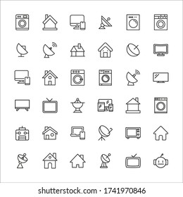 Simple set of smart home icons in trendy line style. Modern vector symbols, isolated on a white background. Linear pictogram pack. Line icons collection for web apps and mobile concept.