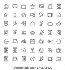 Simple set of smart home icons in trendy line style. Modern vector symbols, isolated on a white background. Linear pictogram pack. Line icons collection for web apps and mobile concept.