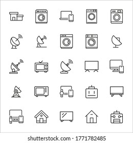Conjunto simple de iconos de casa inteligentes con estilo de línea de moda. Símbolos vectoriales modernos, aislados en un fondo blanco. Envase para pictogramas lineales. Colección de iconos de línea para aplicaciones web y concepto móvil.
