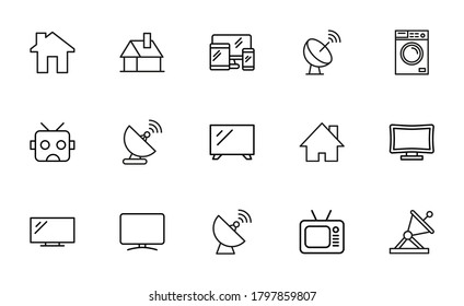 Simple set of smart home icons in trendy line style. Modern vector symbols, isolated on a white background. Linear pictogram pack. Line icons collection for web apps and mobile concept.