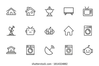 Conjunto simple de iconos de casa inteligentes con estilo de línea de moda. Símbolos vectoriales modernos, aislados en un fondo blanco. Envase para pictogramas lineales. Colección de iconos de línea para aplicaciones web y concepto móvil.