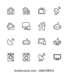 Conjunto simple de iconos de casa inteligentes con estilo de línea de moda. Símbolos vectoriales modernos, aislados en un fondo blanco. Envase para pictogramas lineales. Colección de iconos de línea para aplicaciones web y concepto móvil.