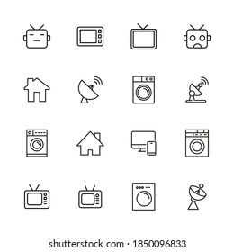 Conjunto simple de iconos de casa inteligentes con estilo de línea de moda. Símbolos vectoriales modernos, aislados en un fondo blanco. Envase para pictogramas lineales. Colección de iconos de línea para aplicaciones web y concepto móvil.
