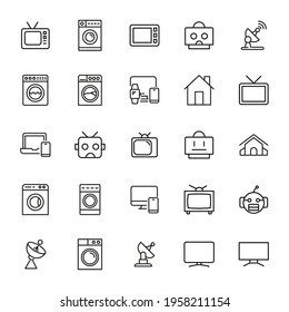 Simple set of smart home icons in trendy line style. Modern vector symbols, isolated on a white background. Linear pictogram pack. Line icons collection for web apps and mobile concept.
