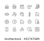 Simple Set of Smart House Related Vector Line Icons. 
Contains such Icons as Fan Control, Camera, Light Settings, Humidity and more. 
Editable Stroke. 48x48 Pixel Perfect. 