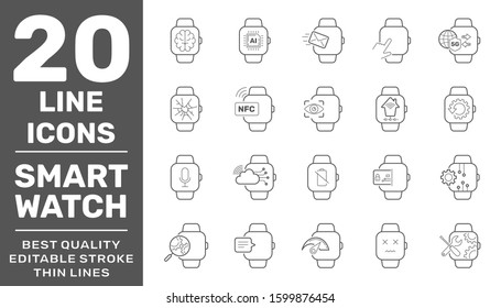 Simple Set of Smart watch icons. Contains icons as Vector illustration. EPS 10.