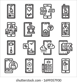 Simple Set of Smartphone Application Related Vector Line Icons