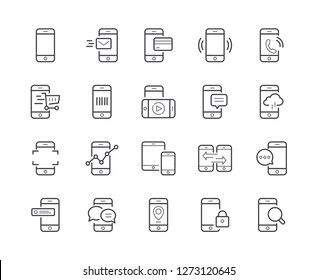 Simple Set of Smartphone Line Icon. Editable Stroke