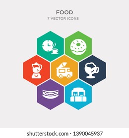 simple set of snack booth, hotdog, beers, ice cream truck icons, contains such as icons blend, donuts, time to have a break and more. 64x64 pixel perfect. infographics vector