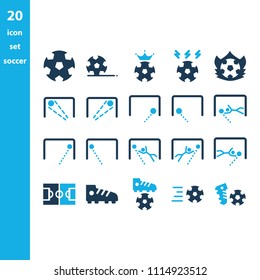 Simple Set of Soccer Related Vector Line Icons. Contains such Icons as Stadium, Field, Championship Cup and more. Editable Stroke.