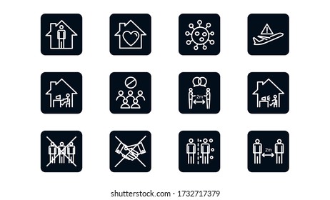 Simple Set of Social Distancing icons, Coronavirus ,  Stay Home, Quarantine, Work from Home,vector illustration