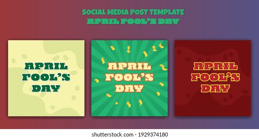 Simple set of Social media post template for April Fool's Day design. April fools day with cartoon concept design.