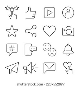 Simple Set of Social Networks Related Vector Line Icons. Contains such Icons as Profile Page, Rating, Social Links and more. Editable Stroke