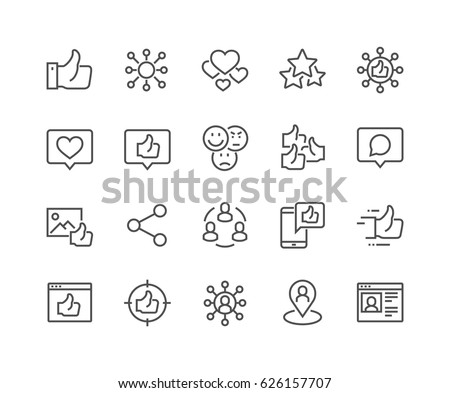 Simple Set of Social Networks Related Vector Line Icons. 
Contains such Icons as Profile Page, Rating, Social Links and more.
Editable Stroke. 48x48 Pixel Perfect.
