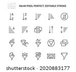 Simple Set of Sorting And Filtering Related Vector Line Icons. 
Contains such Icons as Data Processing, Structure Order, Digital Management and more. Editable Stroke. 48x48 Pixel Perfect.
