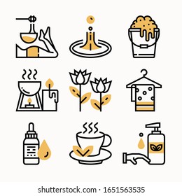 simple set Spa Element Color icons Pack vector
