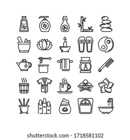 Simple Set of SPA  Vector Line Icons. Contains such Icons as Massage, Candle, Sauna and more.